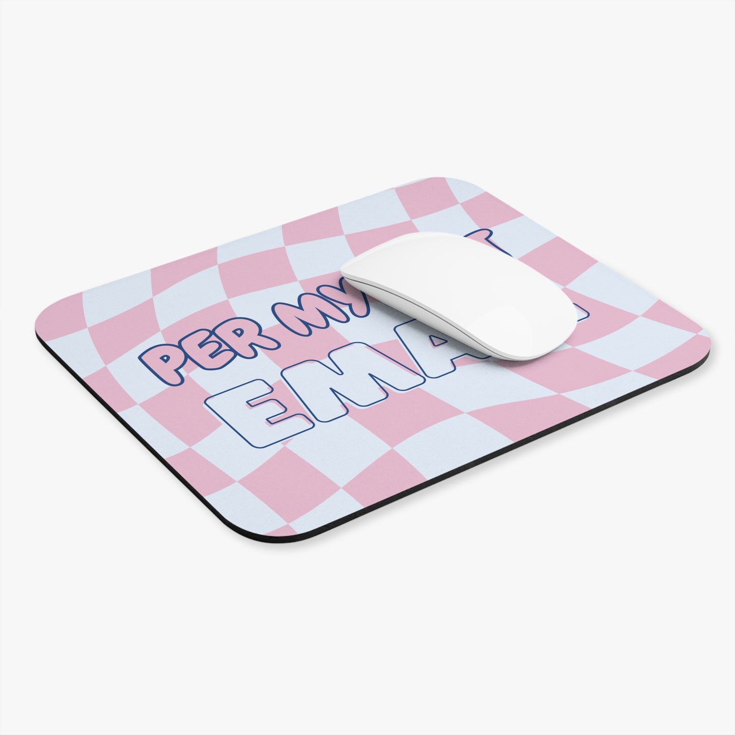 Checkerboard Mouse Pad - "Per My Last Email" (Cotton Candy)